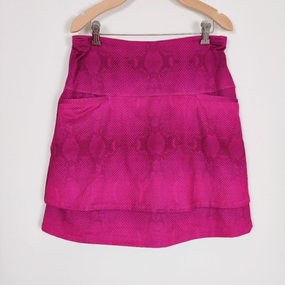 Lucky in Love Magenta Snakeskin Textured Tennis Skirt Size Medium Golf Athletic